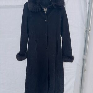 Marvin Richard Black Fur-Trimmed Women's Coat